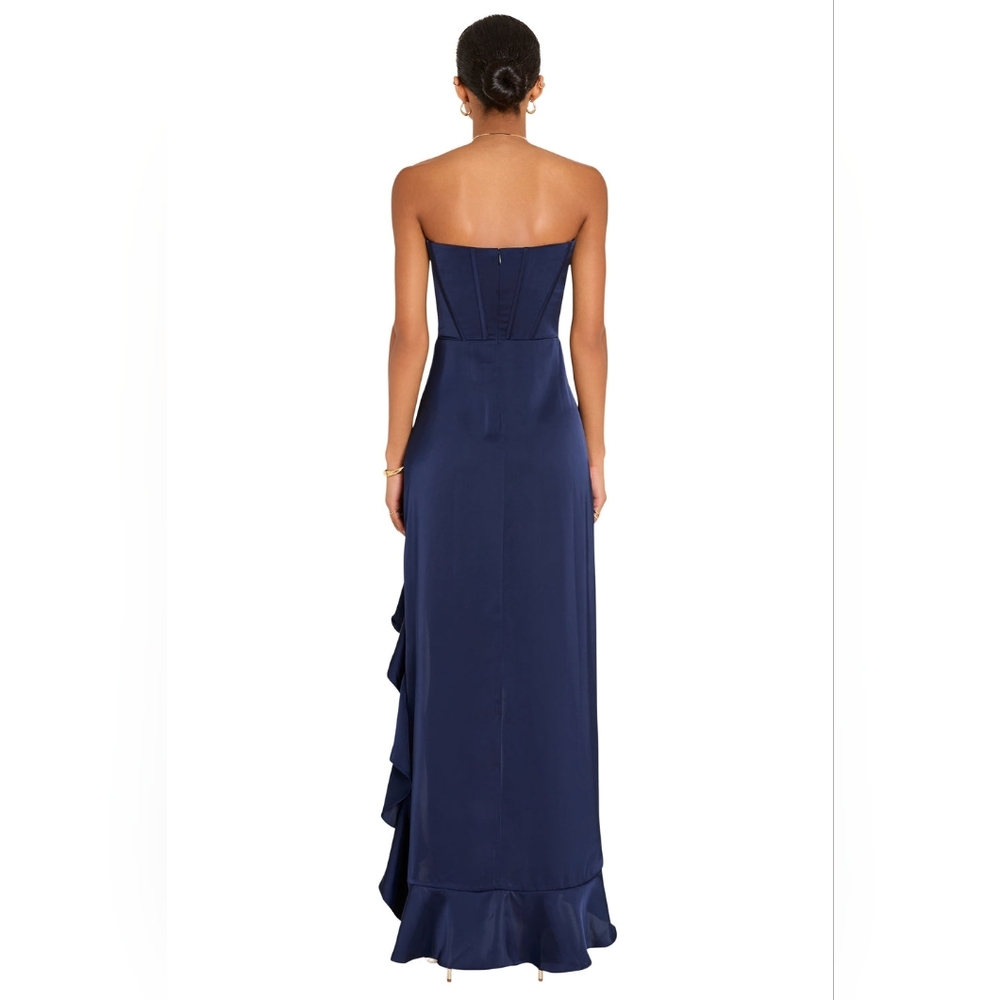 NWT Amanda Uprichard Strapless Francesca Corset Slit Maxi Gown in Navy - Sz Med - Picture 8 of 10